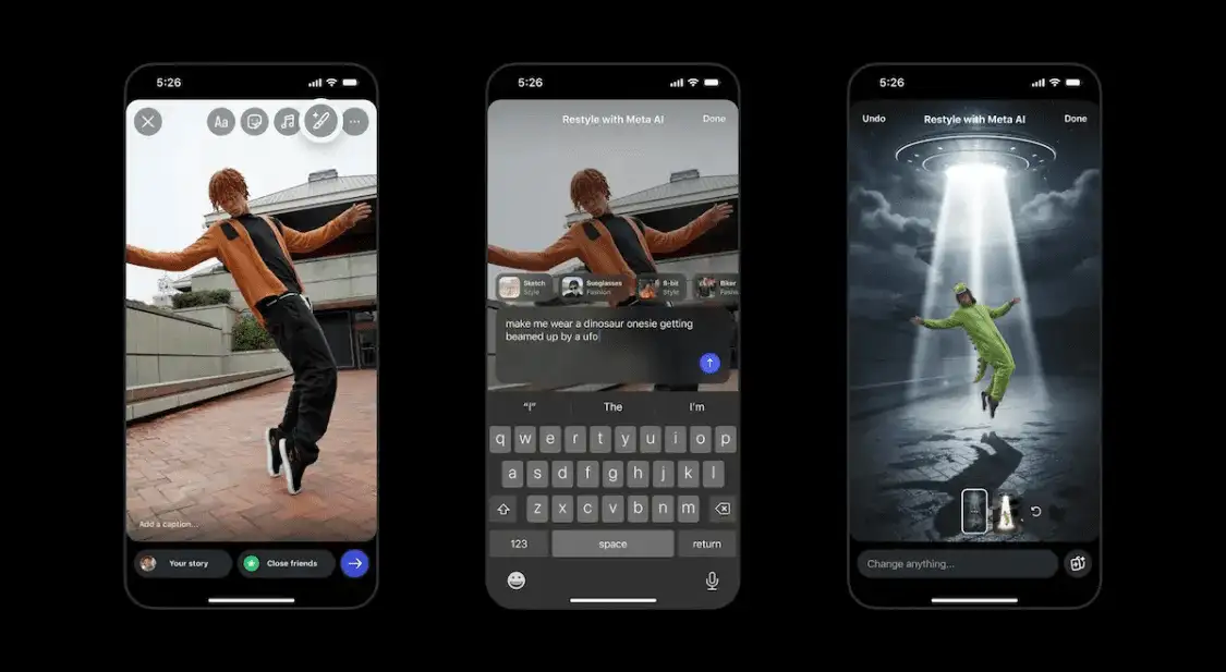 Instagram Stories now offers users direct access to Meta AI editing tools